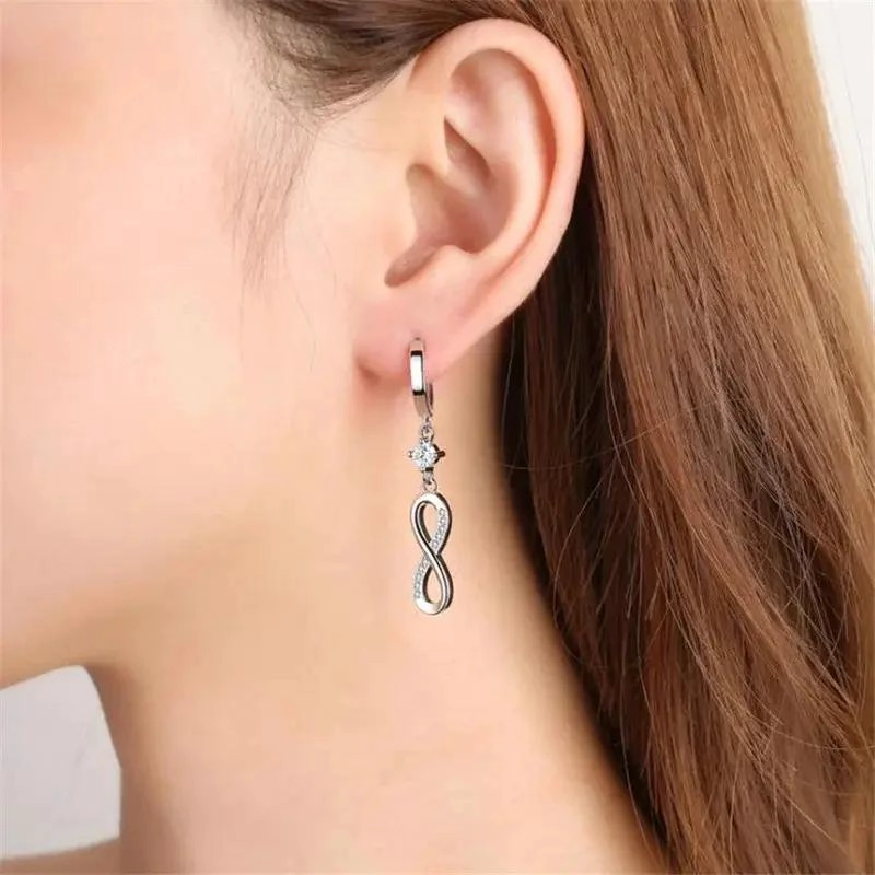 AROS DE PLATA 925 CON DISEÑO INFINITO PARA MUJER - 4