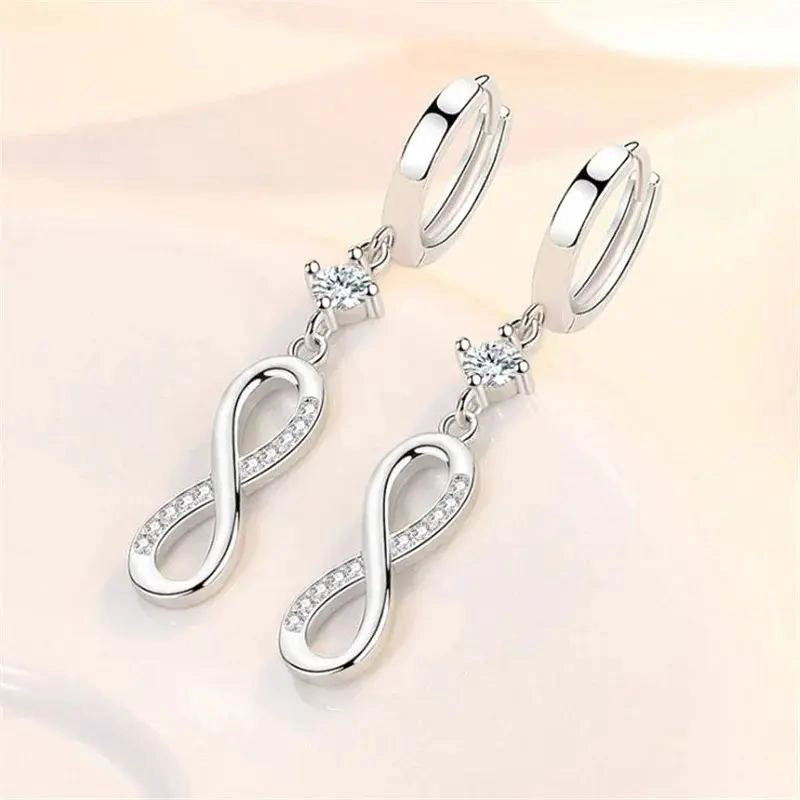 AROS DE PLATA 925 CON DISEÑO INFINITO PARA MUJER - 5