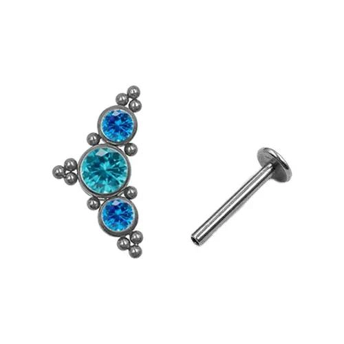 PIERCING DE TITANIO HE LIX AZUL CON ARO ESPIRAL ELEGANTE - 1