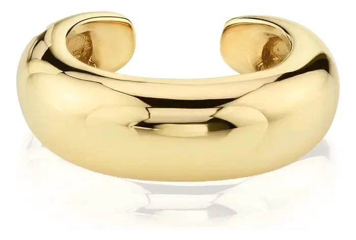 ARO GRUESO LISO DORADO CON CIERRE A PRESION EN PLATA 925 Y ORO 18K - 5