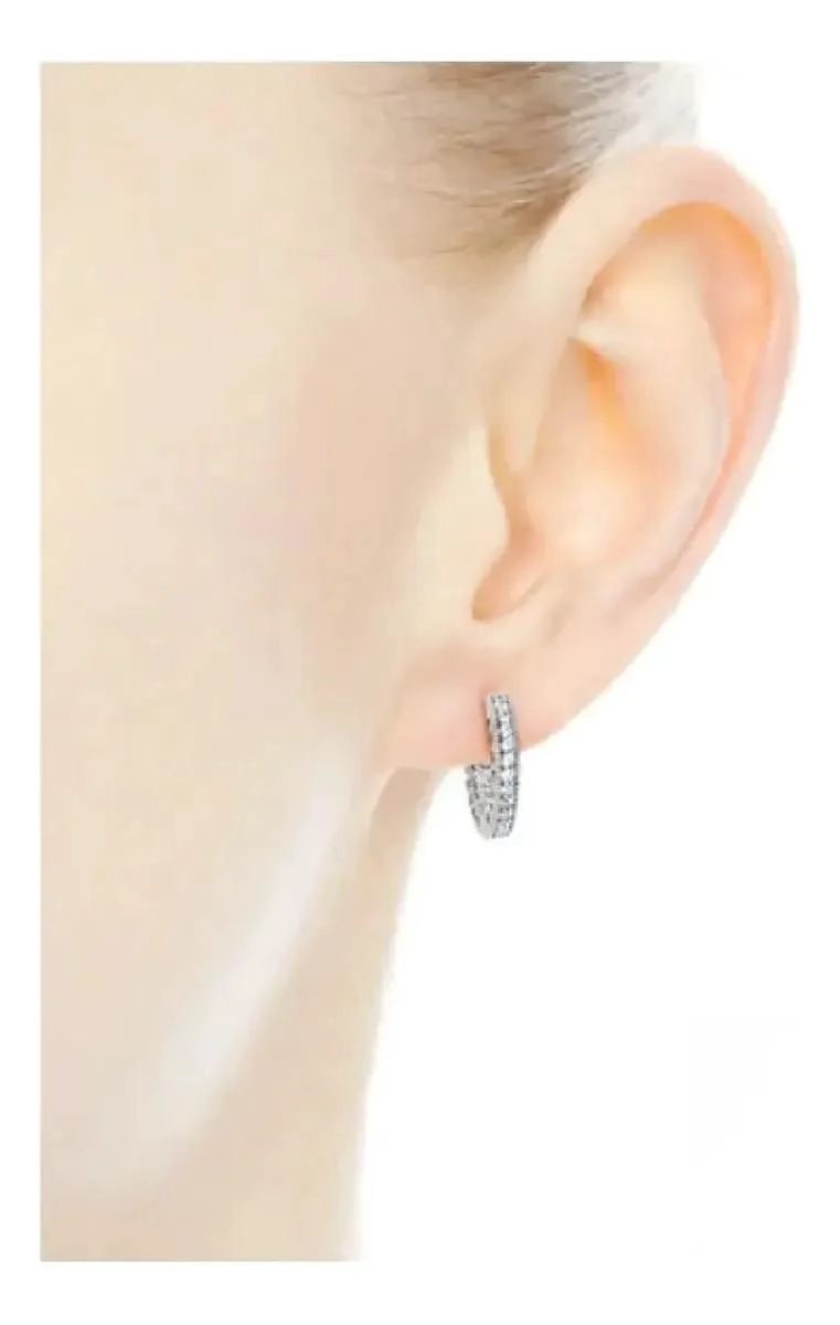 AROS DE PLATA 925 CON DISEÑO DE ARGOLLA Y CIRCONES PAVE  DE 18MM - 2