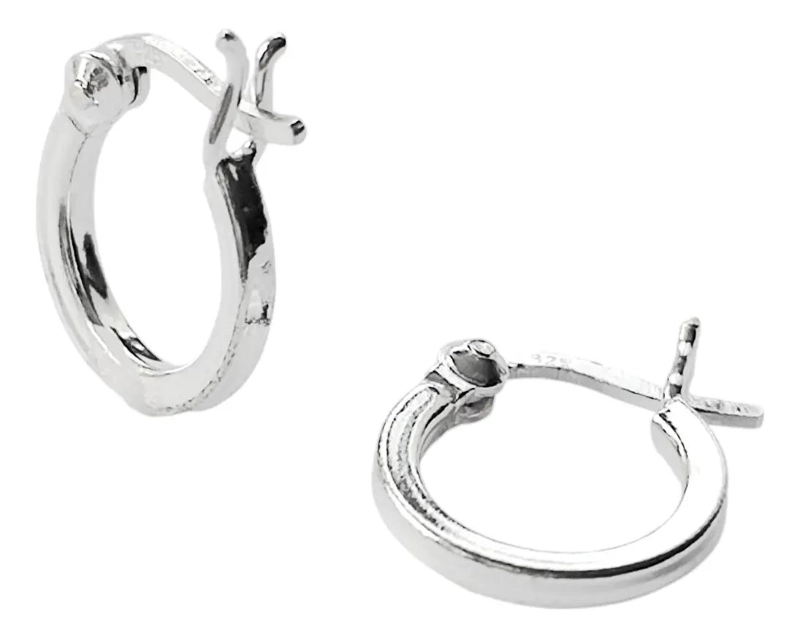 AROS ARGOLLAS TUBO CUADRADO 12 MM EN PLATA FINA 925 - 1