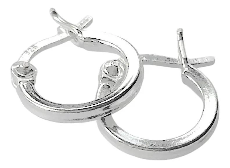 AROS ARGOLLAS TUBO CUADRADO 12 MM EN PLATA FINA 925 - 2