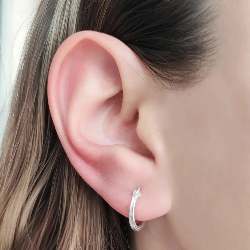 AROS ARGOLLAS TUBO CUADRADO 12 MM EN PLATA FINA 925 - 4