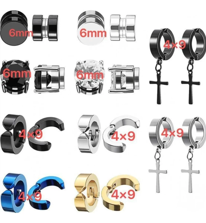 SET DE 10 PARES DE AROS PARA PIERCING FALSOS CON CIERRE A PRESION Y MAGNE TICOS - 3