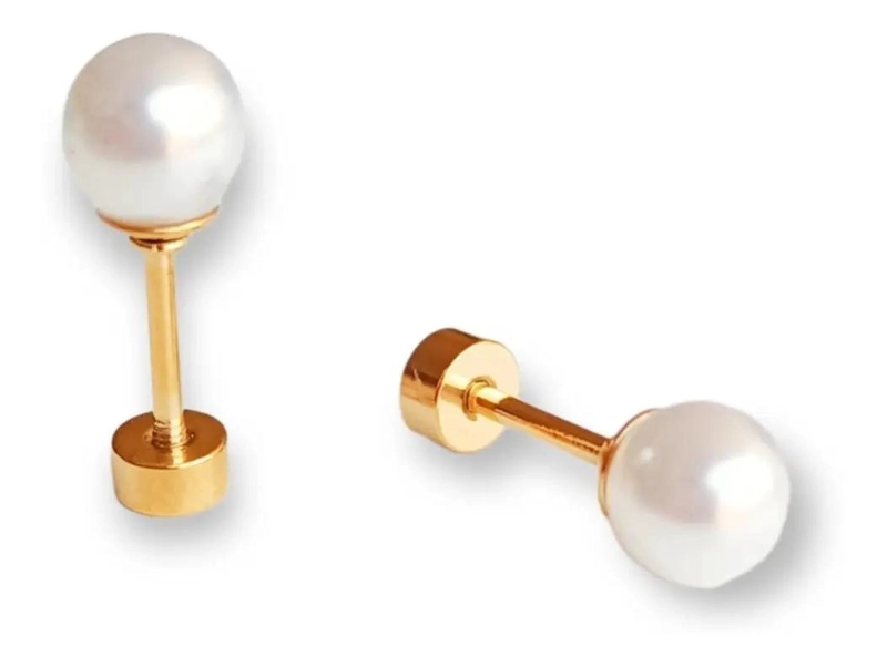 AROS DE PERLA DE 5MM PARA PIERCING HELIX CHAPADOS EN ORO 18K - 1