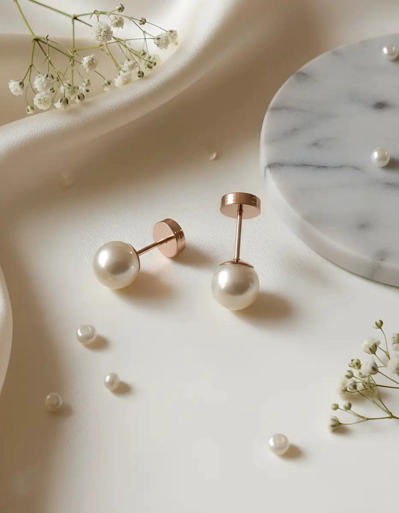 AROS DE ORO CON PERLA PARA BEBE  CON ABRIDORES SEGUROS - 1
