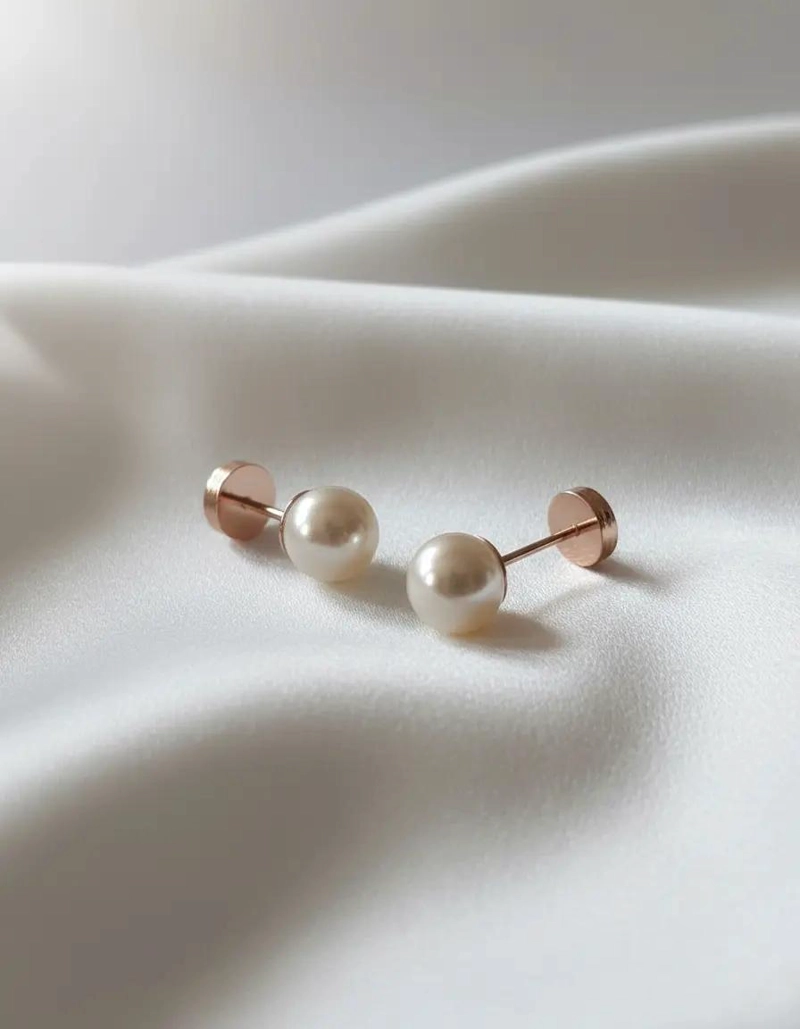 AROS DE ORO CON PERLA PARA BEBE  CON ABRIDORES SEGUROS - 2