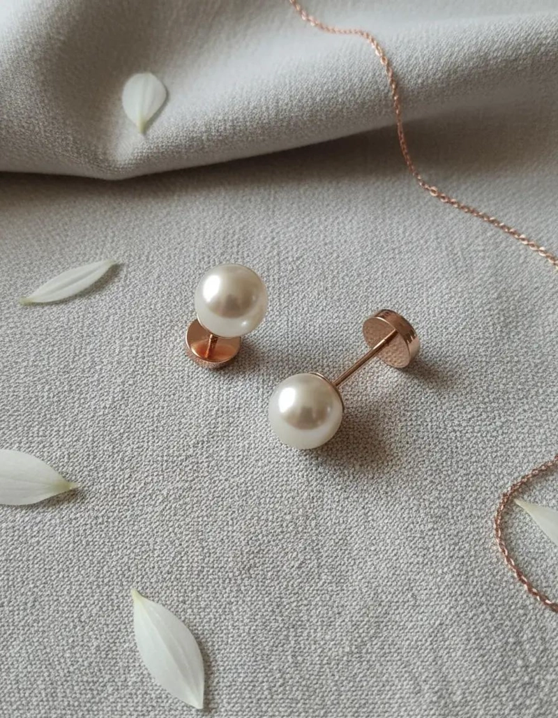 AROS DE ORO CON PERLA PARA BEBE  CON ABRIDORES SEGUROS - 3