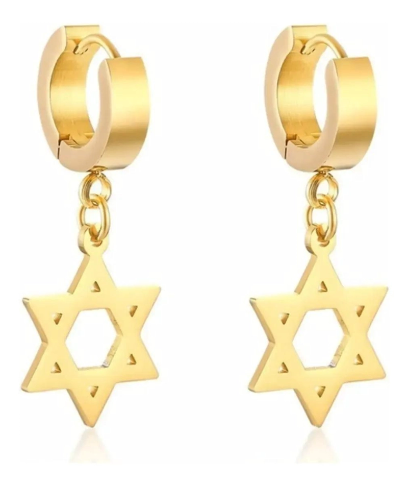 AROS COLGANTES CON DISEÑO DE ESTRELLA DE ACERO INOXIDABLE - 5