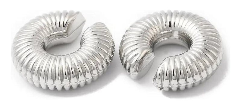 AROS SOLITARIOS TIPO EAR CUFF CON BAÑO DE ORO Y PLATINO PARA MUJER - 1