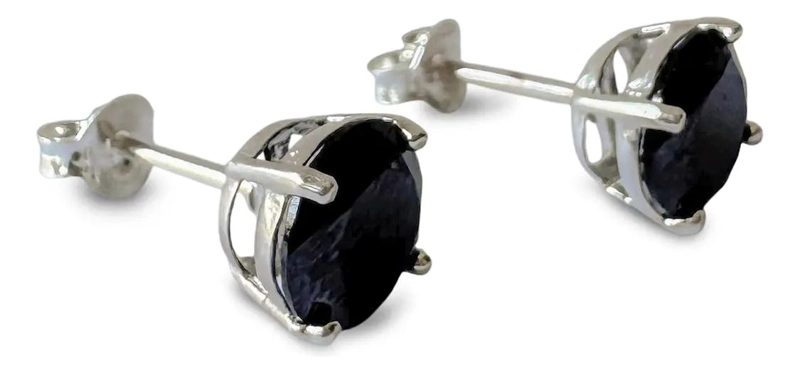AROS DE PLATA FINA 925 CON CIRCON NEGRO Y DISEÑO DE GRIFAS DE 8MM - 2