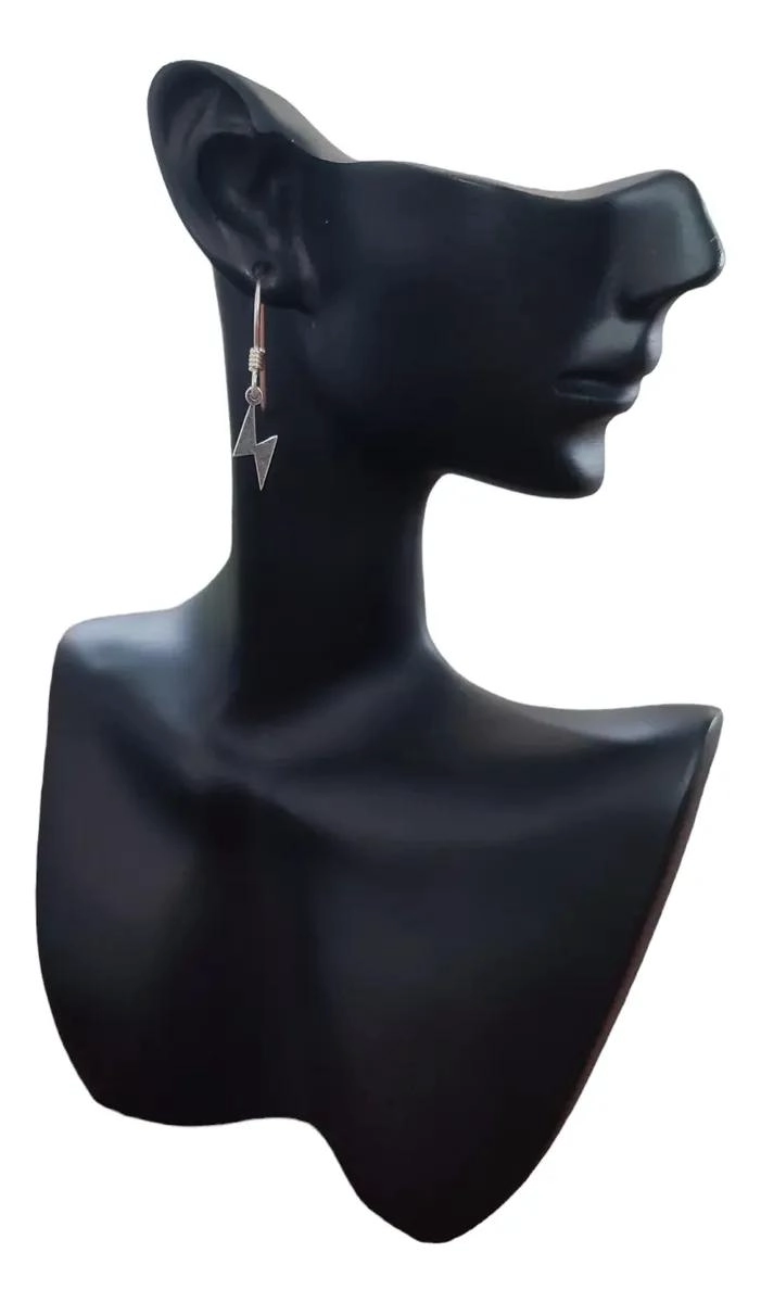 PAR DE AROS LARGOS CON DISEÑO DE RAYO EN PLATA 925 PARA MUJER Y HOMBRE - 3