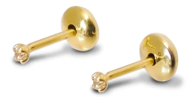 AROS PARA BEBE  MINI DE 1MM CON CIRCON Y BAÑO DE ORO 18K - 1