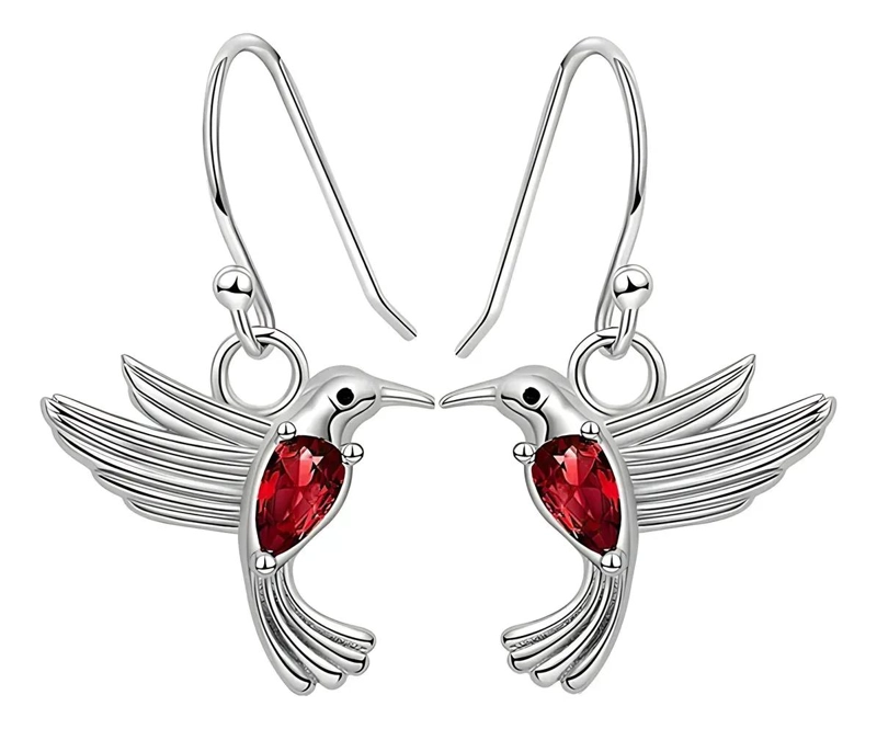 ARETE DE PLATA DE LEY 925 CON DISEÑO DETALLADO DE COLIBRI - 1