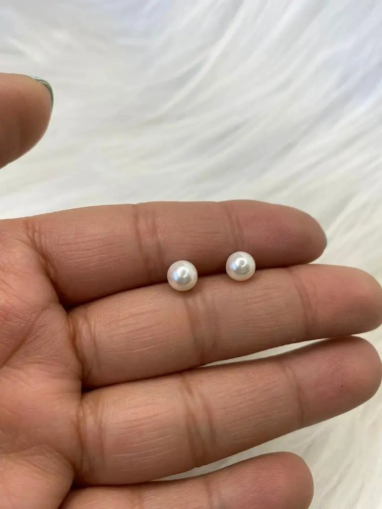 AROS PARA DAMA CON PERLA BLANCA DE 6 MM EN PLATA ITALIANA LEY 925 - 2