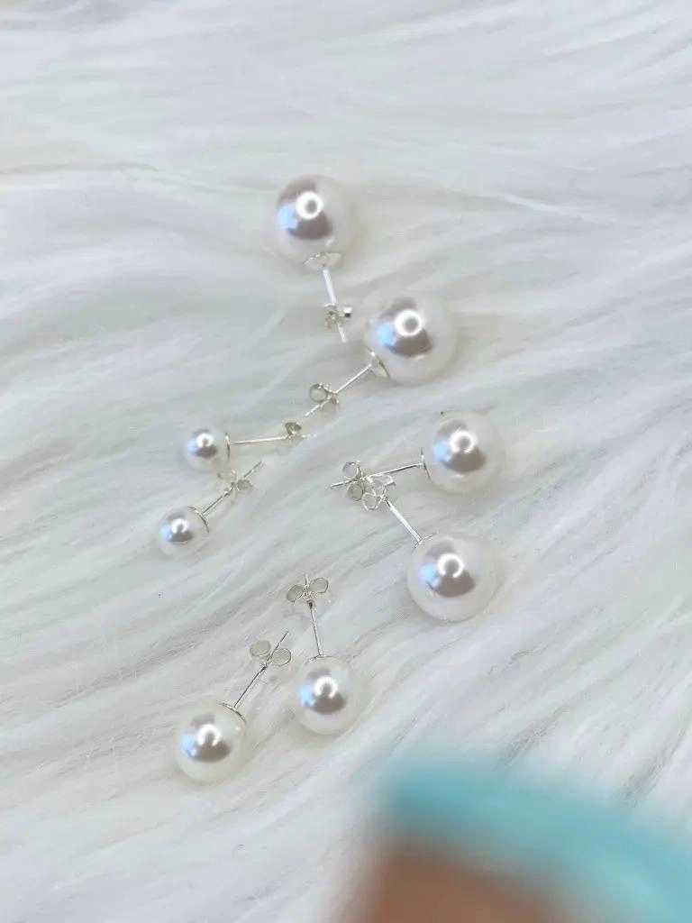 AROS PARA DAMA CON PERLA BLANCA DE 6 MM EN PLATA ITALIANA LEY 925 - 5