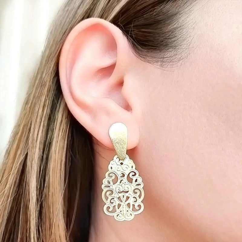 AROS SATINADOS CON ENCHAPADO EN ORO DE 18 QUILATES PARA MUJER - 2