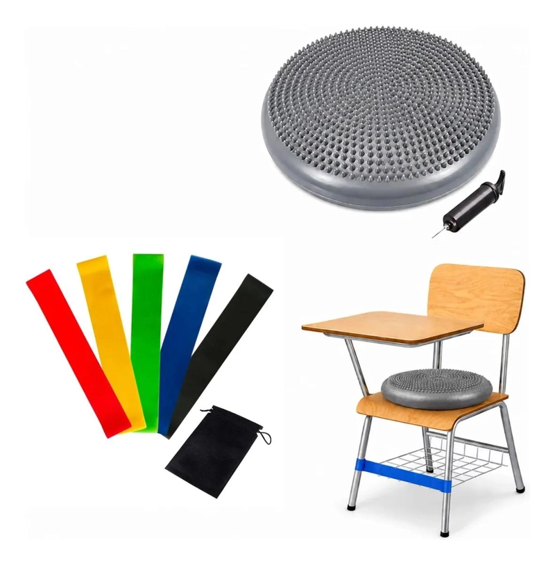 KIT DE COJIN SENSORIAL CON 5 BANDAS PARA REGULACION EN AUTISMO Y TDAH COLOR GRIS - 1
