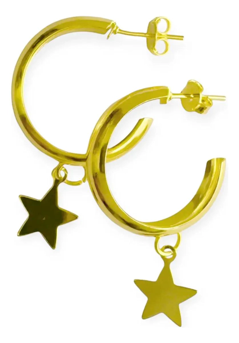 AROS ARGOLLA CON COLGANTE DE ESTRELLA ENCHAPADO EN ORO 18K - 2