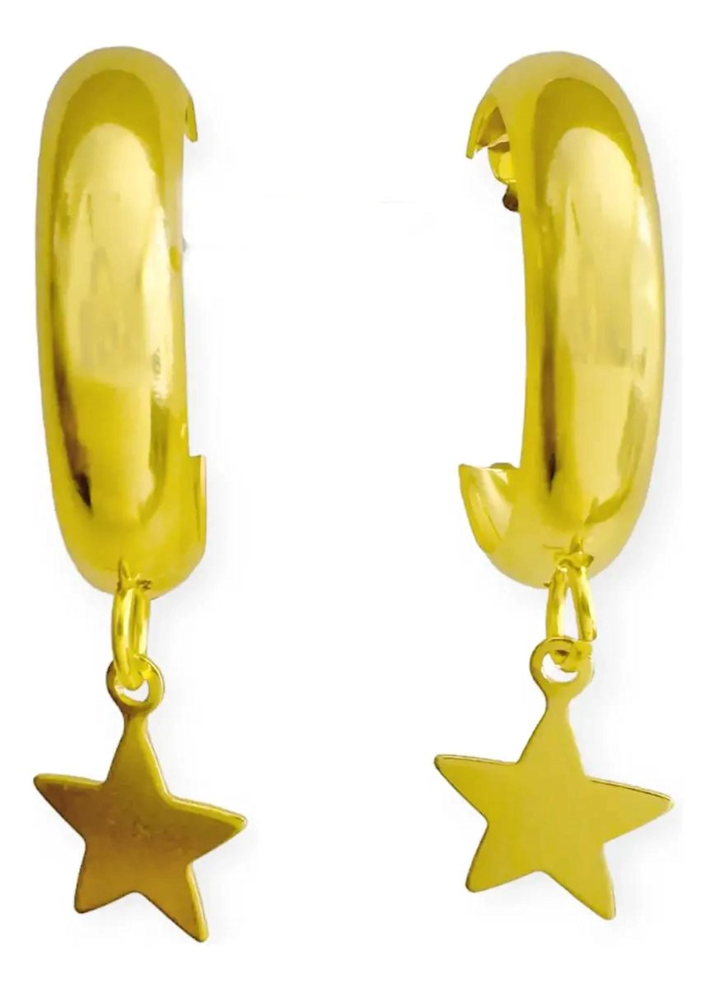 AROS ARGOLLA CON COLGANTE DE ESTRELLA ENCHAPADO EN ORO 18K - 3