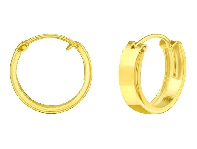 AROS ARGOLLAS GRUESAS UNISEX EN PLATA 925 Y ACABADO DORADO - 1