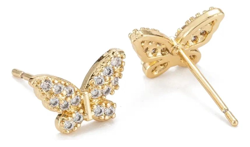 AROS DELICADOS CON DISEÑO DE MARIPOSA Y ZIRCONIAS PARA DAMA - 2