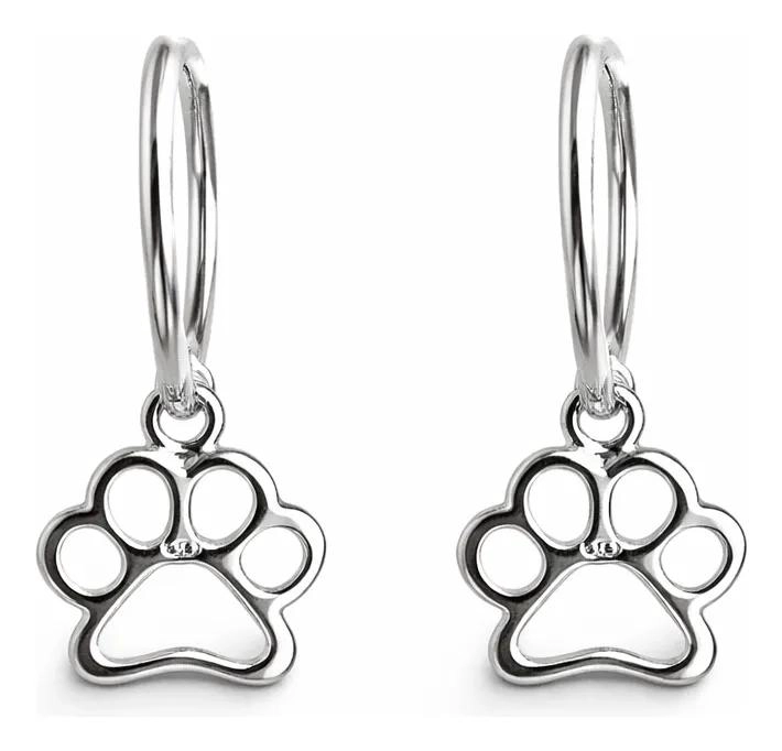 AROS ARGOLLA CON DISEÑO DE HUELLITA DE PERRITO EN PLATA LEY 925 - 1
