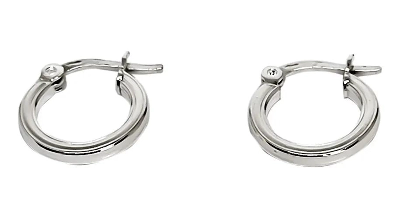 AROS ARGOLLA TUBO CUADRADO 14 MM EN PLATA FINA 925 - 2