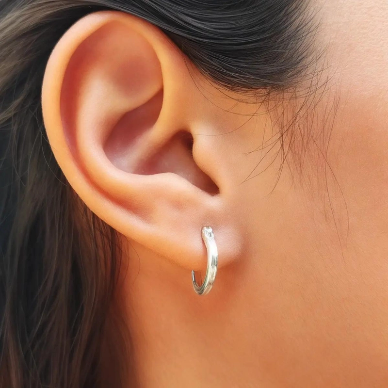 AROS ARGOLLA TUBO CUADRADO 14 MM EN PLATA FINA 925 - 4