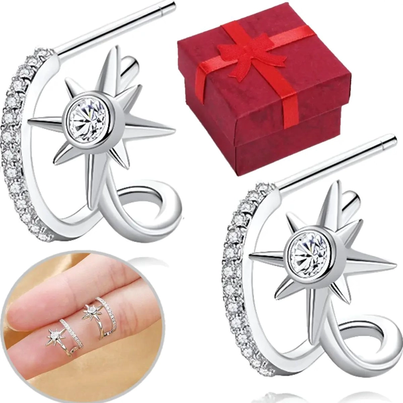 PENDIENTES DE PLATA 925 CON DISEÑO DE ESTRELLA Y PERLA PARA MUJER - 1