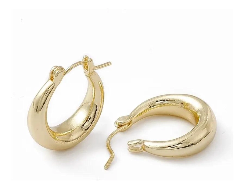 AROS ARGOLLAS GRUESAS MACIZAS CON BAÑO DE ORO Y PLATINO - 2