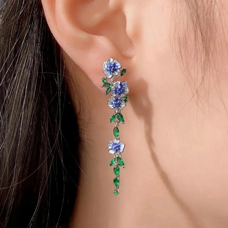 AROS LARGOS CON DISEÑO DE ANGEL EN TONO AZUL PARA MUJER - 2