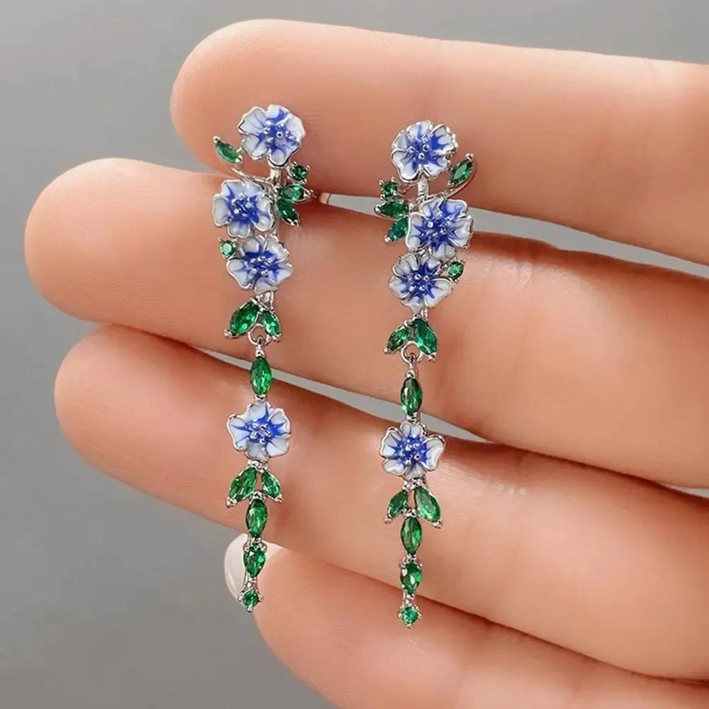 AROS LARGOS CON DISEÑO DE ANGEL EN TONO AZUL PARA MUJER - 3