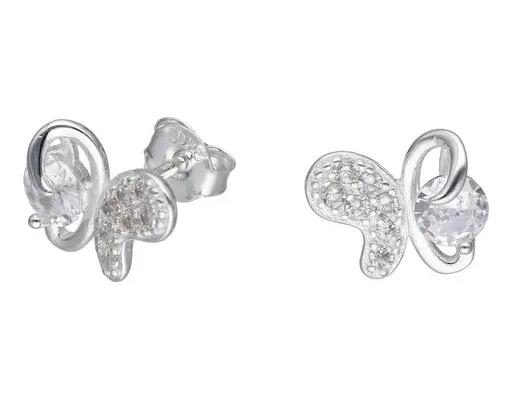 AROS DELICADOS CON DISEÑO DE MARIPOSA Y CIRCONES BRILLANTES PARA MUJER - 1