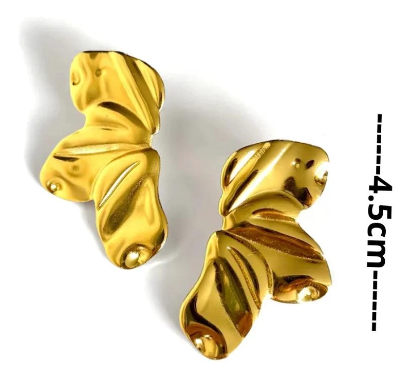 AROS ELEGANTES CON DISEÑO DE HOJAS Y FLOR EN ACERO INOXIDABLE - 3