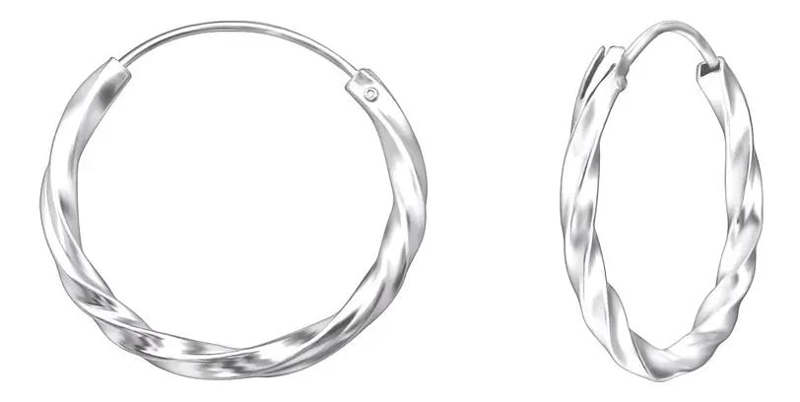 AROS ARGOLLAS DE PLATA 925 ENTORCHADAS DE 20 MM PARA HOMBRE Y MUJER - 2