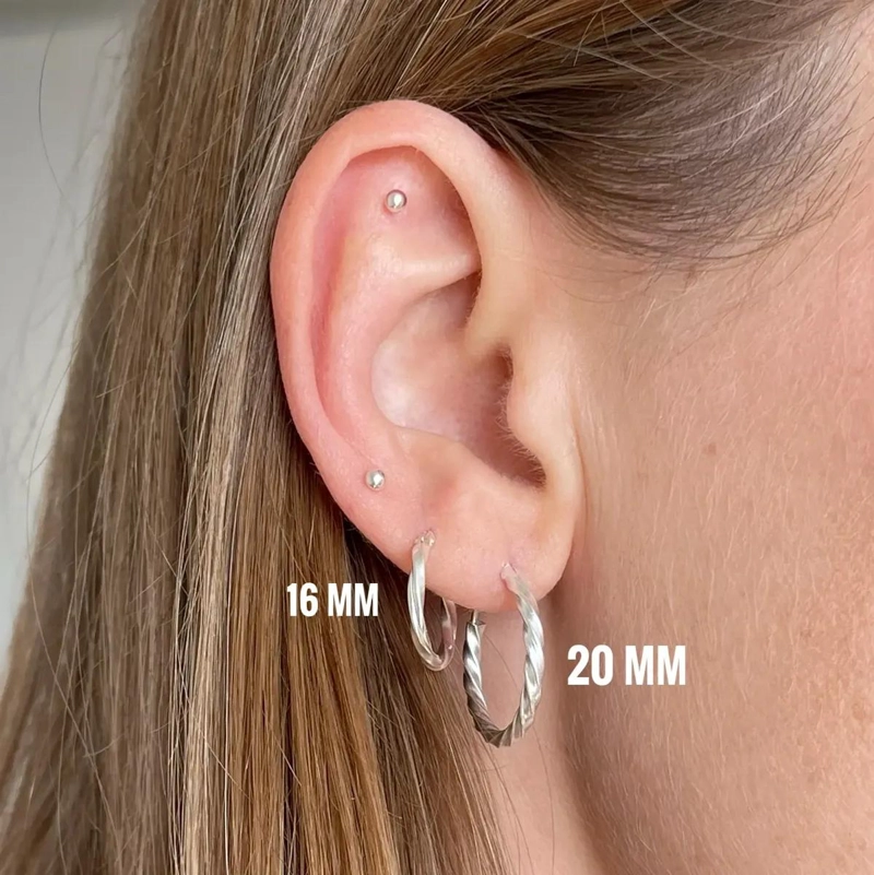 AROS ARGOLLAS DE PLATA 925 ENTORCHADAS DE 20 MM PARA HOMBRE Y MUJER - 5