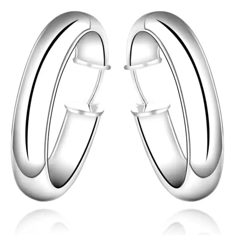 AROS DE PLATA CON DISEÑO DE ARGOLLA OVALADA DE 35 MM - 1
