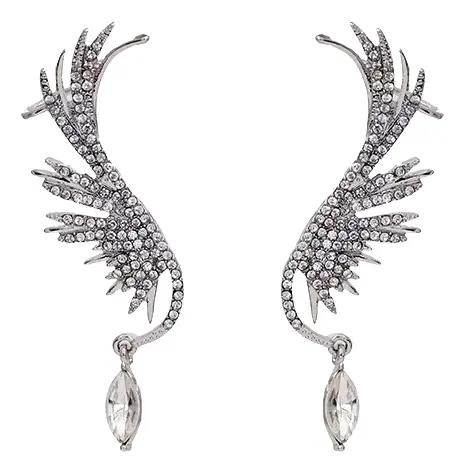 ARETES CON DISEÑO DE ALAS EN ACABADO PLATEADO ELEGANTE - 1
