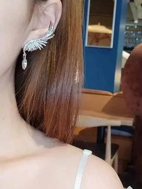 ARETES CON DISEÑO DE ALAS EN ACABADO PLATEADO ELEGANTE - 5
