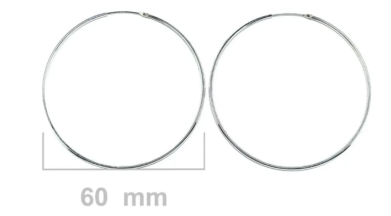 AROS ARGOLLA DE PLATA FINA 925 CON DIAMETRO DE 60 MM - 2