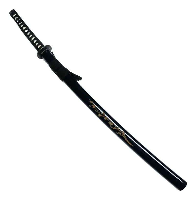 KATANA FUNCIONAL CON FILO EN ACERO Y MANGO CEREZO AZUL FULL TANG - 2
