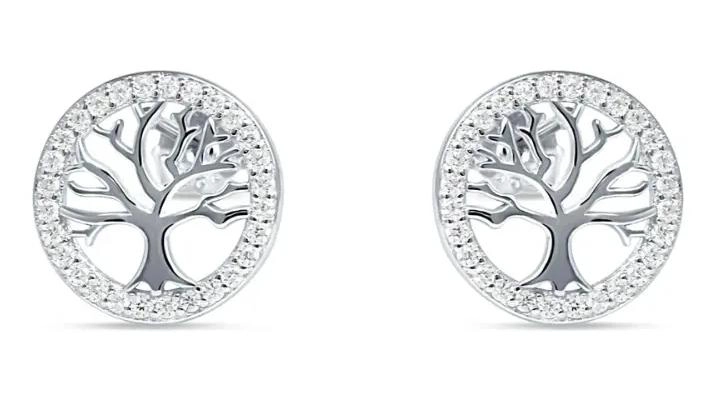 AROS DE PLATA CON DISEÑO ARBOL DE LA VIDA Y CIRCONITAS BRILLANTES - 2