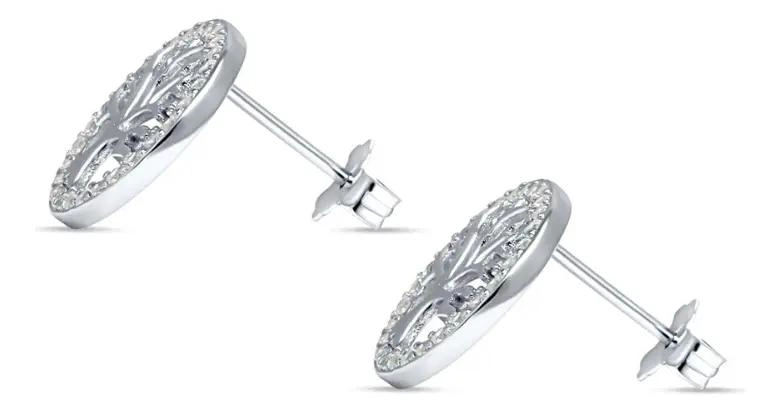 AROS DE PLATA CON DISEÑO ARBOL DE LA VIDA Y CIRCONITAS BRILLANTES - 4