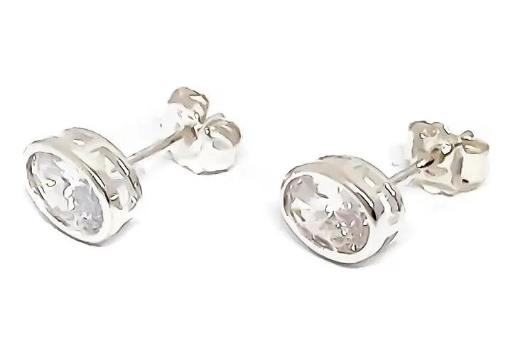 AROS OVALADOS CON CIRCON BLANCO EN PLATA FINA 925 DE ALTA CALIDAD - 1