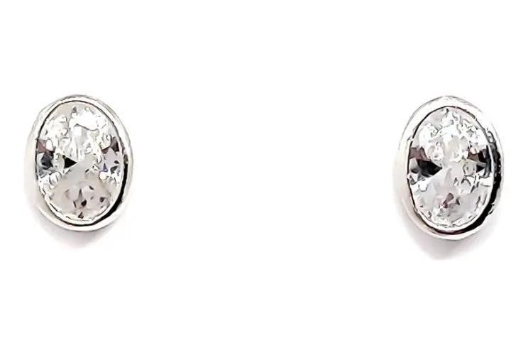 AROS OVALADOS CON CIRCON BLANCO EN PLATA FINA 925 DE ALTA CALIDAD - 2