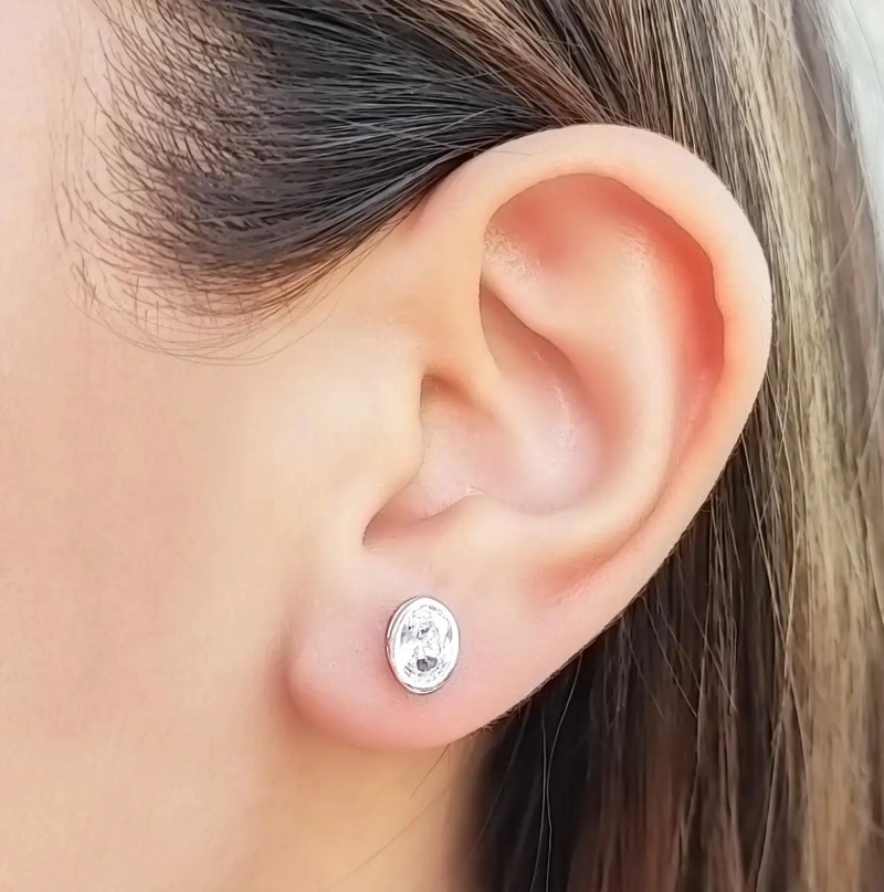 AROS OVALADOS CON CIRCON BLANCO EN PLATA FINA 925 DE ALTA CALIDAD - 3