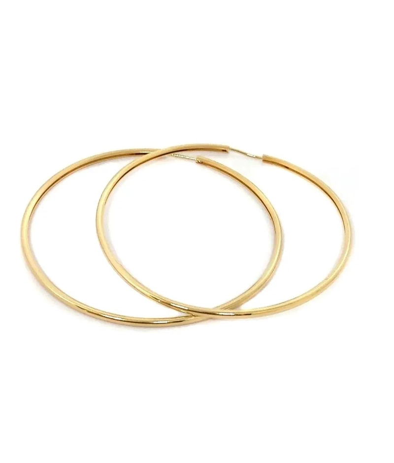 AROS ARGOLLAS DE 57 MM CON BAÑO DE ORO 18K ELEGANTE Y DURADERO - 2