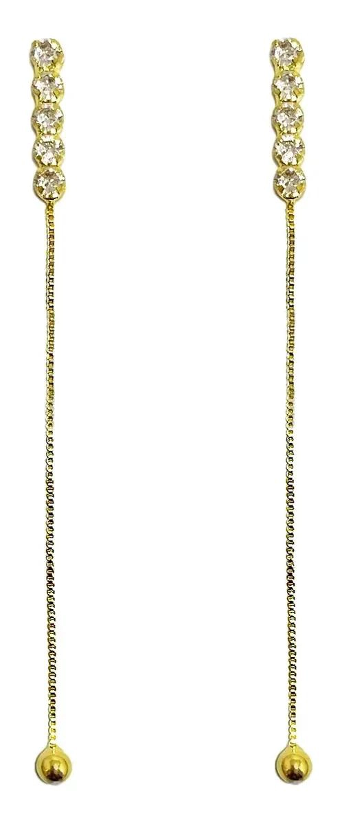 AROS COLGANTES CON CIRCONES Y BAÑO DE ORO 18K ELEGANTES Y DELICADOS - 1